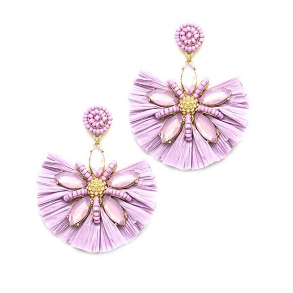Glam Girl Fashion Jewelry - NWT Statement Flower Tassel Post Earrings - Lavender